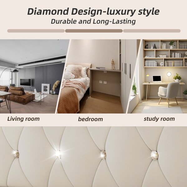 3 Seater Upholstered Bed, Pull Out Sofa Bed with Removable Trundle & Fast Charging Ports, Velvet Fabric, Beige Aosom UK