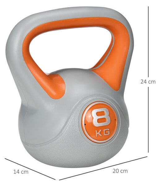 SPORTNOW Kettlebell, 8kg Kettle Bells with Handle for Home Gym Weight Lifting and Strength Training, Orange and Grey