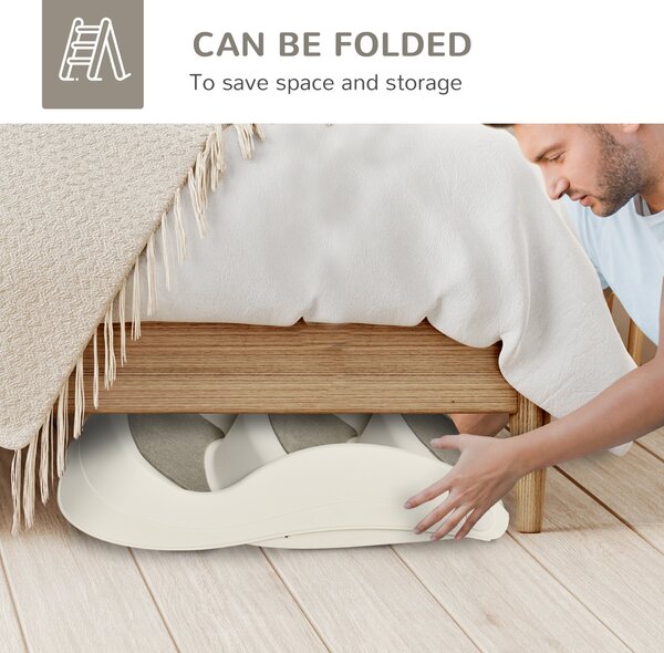 PawHut Foldable Pet Stairs Portable Dog Steps 3-Step Design with Non-slip Mats for High Beds, Sofas, 49 x 38 x 38 cm, Cream Aosom UK