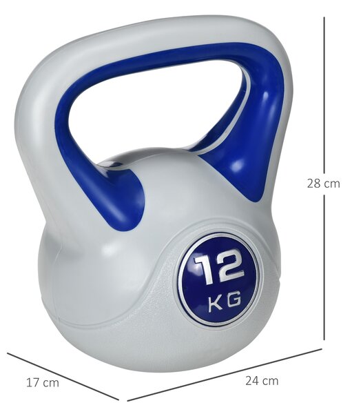 SPORTNOW Kettlebell, 12kg Kettle Bells with Handle for Home Gym Weight Lifting and Strength Training, Dark Blue and Grey