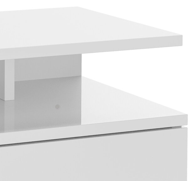 HOMCOM Set of Two Floating High Gloss Bedside Tables - White Aosom UK