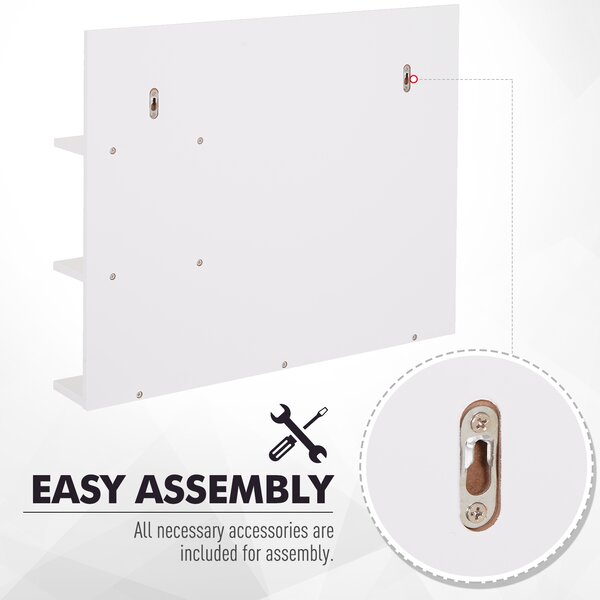 Kleankin Wall-Mounted Vanity Mirror: 3-Tier Shelving Unit for Bathroom Storage & Organisation, White Aosom UK