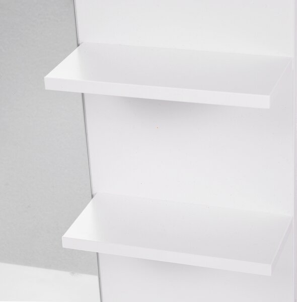 Kleankin Wall-Mounted Vanity Mirror: 3-Tier Shelving Unit for Bathroom Storage & Organisation, White Aosom UK