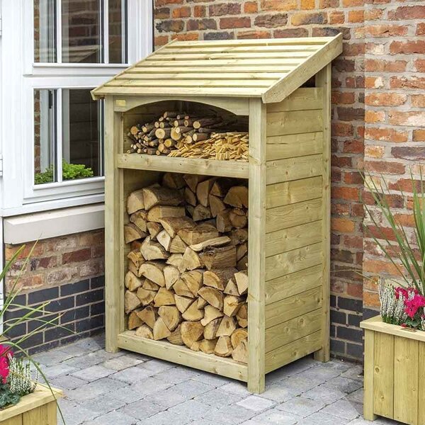 Hidalgo Single Wooden Garden Log Storage Shed in Natural Timber
