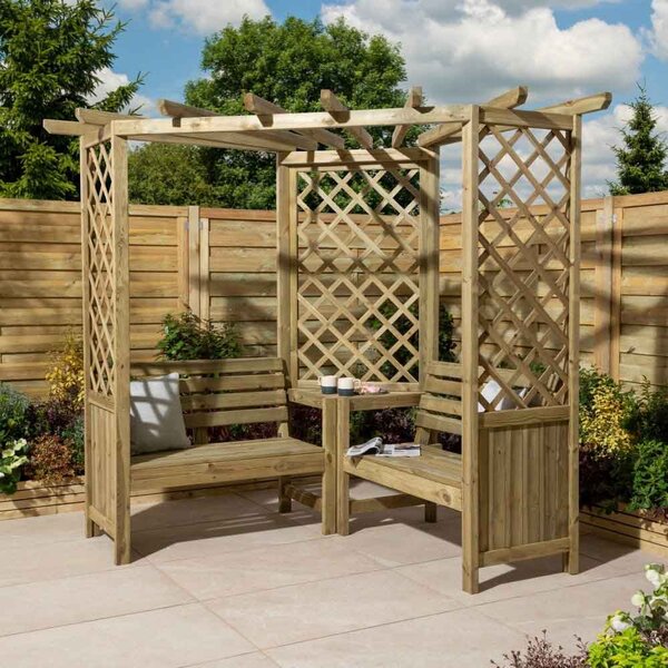 Bliss Wooden Garden Corner Arbour in Natural Timber