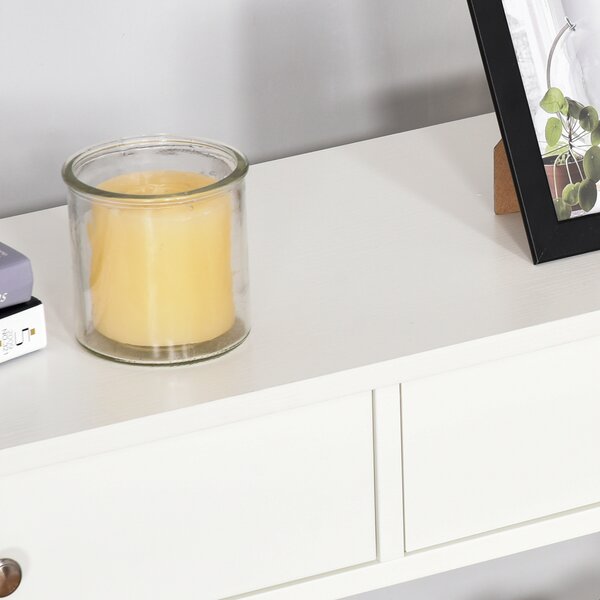 HOMCOM Console Table Side Desk w/ Shelves Drawers Open Top X Support Frame Living Room Hallway Home Office Furniture White Aosom UK