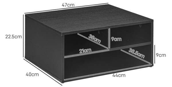 HOMCOM Desktop Printer Stand with Storage, 2-Tier Desk Organizer with 3 Open Compartments for Home Office, Black Aosom UK