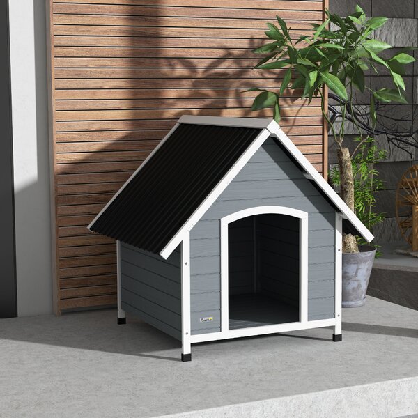 PawHut Outdoor Dog Kennel Wooden Dog House w/ Removable Floor, Anti-Corrosion Wood, for Large Dogs, 110W x 98D x 106.5Hcm Aosom UK
