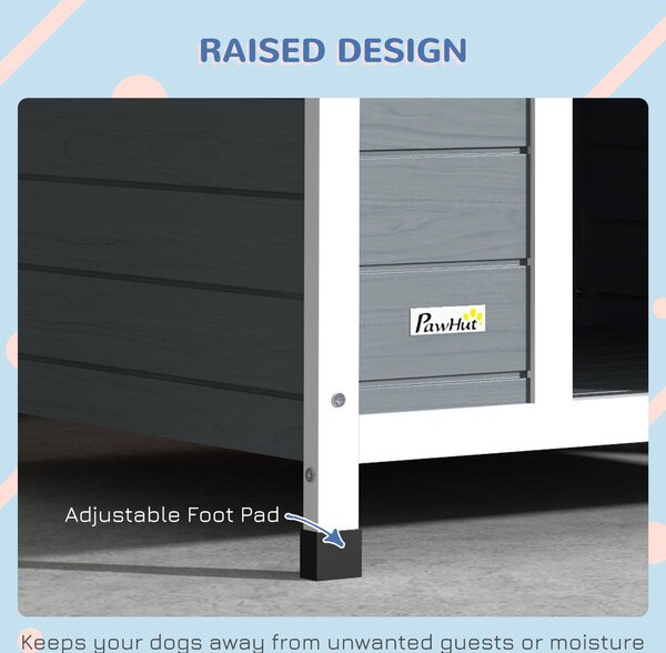 PawHut Outdoor Dog Kennel Wooden Dog House w/ Removable Floor, Anti-Corrosion Wood, for Large Dogs, 110W x 98D x 106.5Hcm Aosom UK