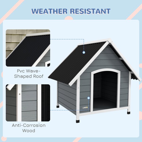 PawHut Outdoor Dog Kennel Wooden Dog House w/ Removable Floor, Anti-Corrosion Wood, for Large Dogs, 110W x 98D x 106.5Hcm Aosom UK