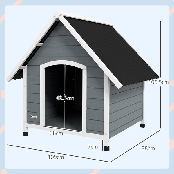 PawHut Outdoor Dog Kennel Wooden Dog House w/ Removable Floor, Anti-Corrosion Wood, for Large Dogs, 110W x 98D x 106.5Hcm Aosom UK
