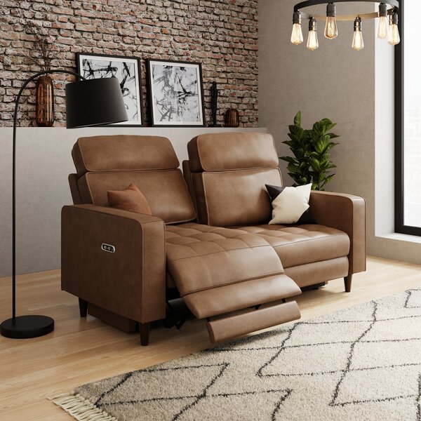 Zoe Faux Leather Power Recliner 3 Seater Sofa, Mocha