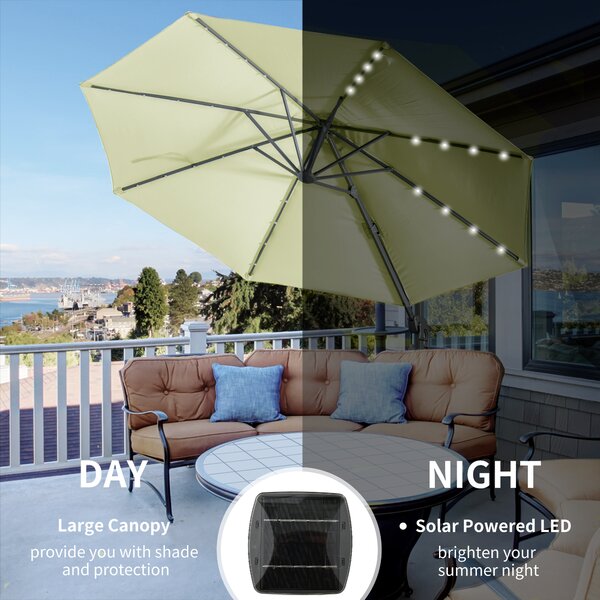Outsunny Waterproof 3 meter Patio Offset Roma Parasol Garden Umbrella Cantilever Hanging Sun Shade Canopy 360° Rotation w/ Cross Base Aosom UK