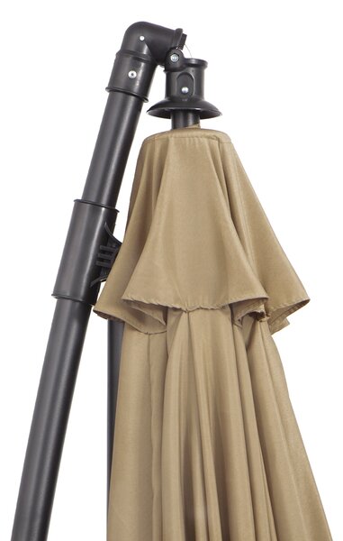 Outsunny 3(m) Cantilever Shanghai Parasol Garden Hanging Banana Sun Umbrella with Crank Handle, 18 Sturdy Ribs and Cross Base, Beige