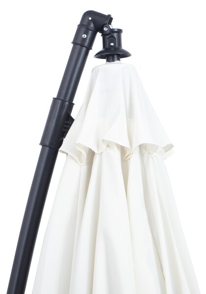 Outsunny 3(m) Cantilever Shanghai Parasol Garden Hanging Banana Sun Umbrella with Crank Handle, 18 Sturdy Ribs and Cross Base, Off-White Aosom UK