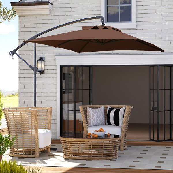 Outsunny Waterproof Cantilever Parasol: Crank-Operated, 6 Ribs, Cross Base, Rectangular Banana Hanging Umbrella, 3x2m, Brown Aosom UK