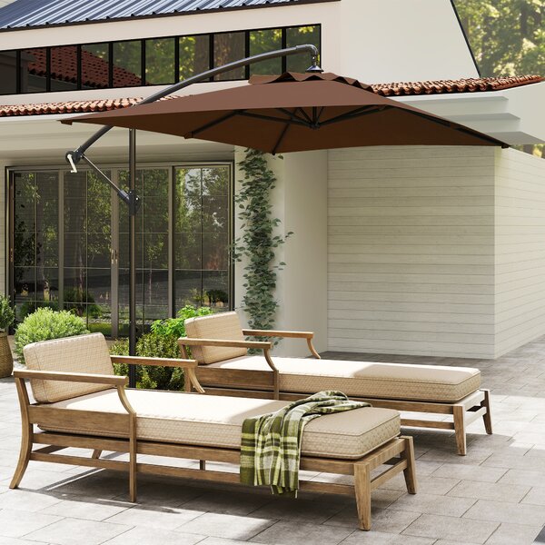 Outsunny Waterproof Cantilever Parasol: Crank-Operated, 6 Ribs, Cross Base, Rectangular Banana Hanging Umbrella, 3x2m, Brown Aosom UK