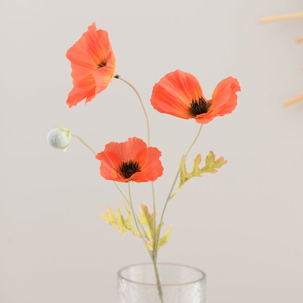 Artificial Poppy Red Stem