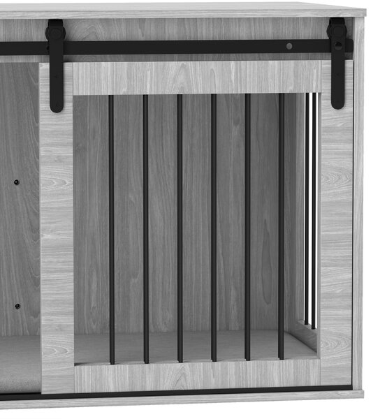 PawHut 46.46'' Dog Crate Furniture with Removable Cushion & Security Latch for Extra Large Dogs - Grey Aosom UK