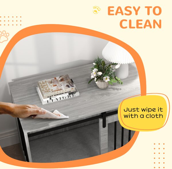 PawHut 46.46'' Dog Crate Furniture with Removable Cushion & Security Latch for Extra Large Dogs - Grey Aosom UK