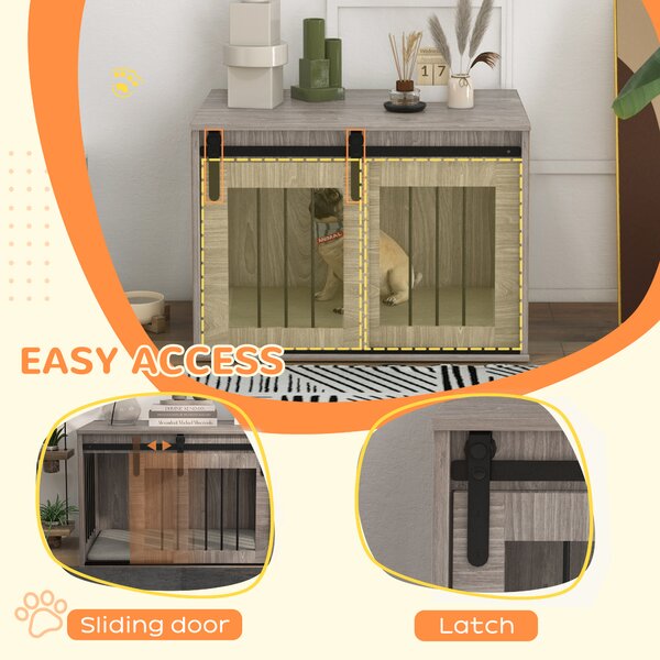 PawHut Dog Crate Furniture with Removable Cushion for Medium-Sized Dogs, 80 x 54 x57 cm, Brown Aosom UK