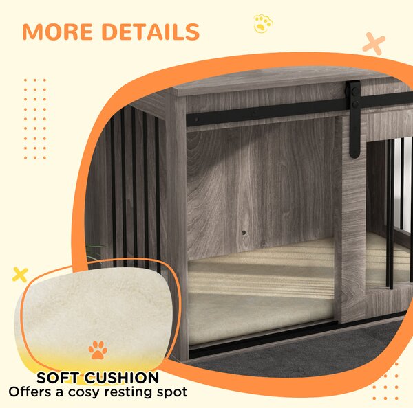 PawHut Dog Crate Furniture with Removable Cushion for Medium-Sized Dogs, 80 x 54 x57 cm, Brown Aosom UK