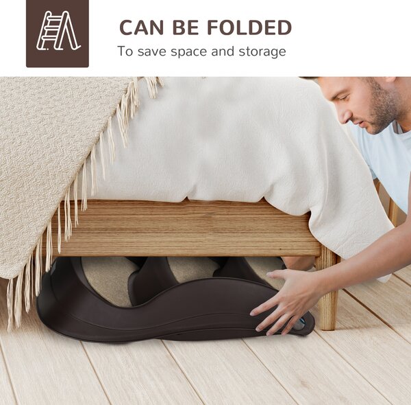 PawHut Foldable Pet Stairs Portable Dog Steps 3-Step Design with Non-slip Mats for High Beds, Sofas, 49 x 38 x 38 cm, Brown Aosom UK
