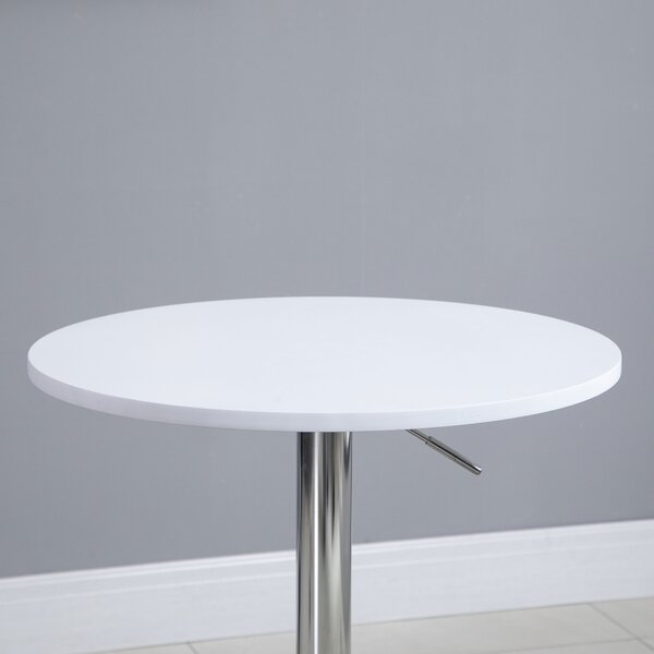 HOMCOM Adjustable Round Bistro Table, Bar Table with Swivel Top, Metal Frame, Stylish Pub Table for Kitchen, White Aosom UK