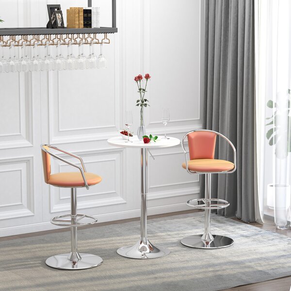 HOMCOM Adjustable Round Bistro Table, Bar Table with Swivel Top, Metal Frame, Stylish Pub Table for Kitchen, White Aosom UK