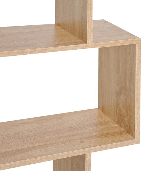 HOMCOM Serpentine Shelf: Oakwood Room Divider with 6 Shelves, Stylish Storage Solution Aosom UK
