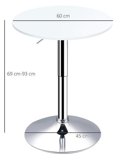 HOMCOM Adjustable Round Bistro Table, Bar Table with Swivel Top, Metal Frame, Stylish Pub Table for Kitchen, White Aosom UK
