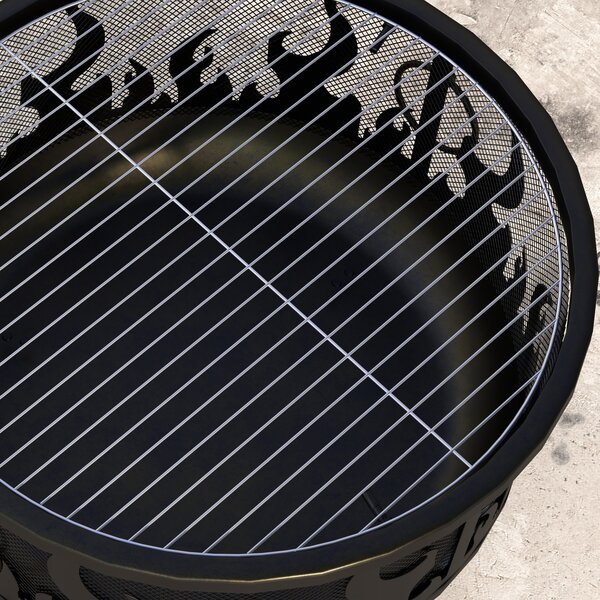 Outsunny Fire Pit Bowl: 2-In-1 Metal Round Firepit with Lid, Grill, Poker for Camping, BBQ, Bonfires, Black Aosom UK