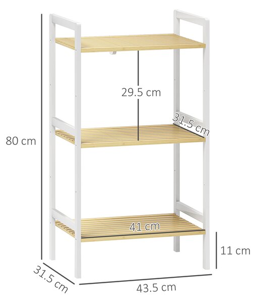 HOMCOM Three-Tier Bamboo Adjustable Shelf Storage Unit