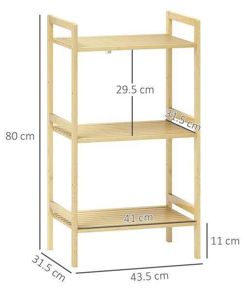 HOMCOM Three-Tier Bamboo Adjustable Shelf Storage Unit
