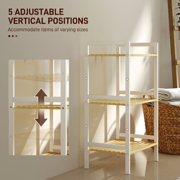 HOMCOM Three-Tier Bamboo Adjustable Shelf Storage Unit