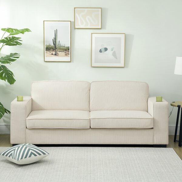 HOMCOM Modern Three Seater Sofa with Spring Cushion - Cream White
