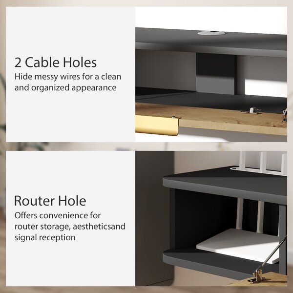 HOMCOM 120 cm Floating TV Stand with Storage - Charcoal Grey