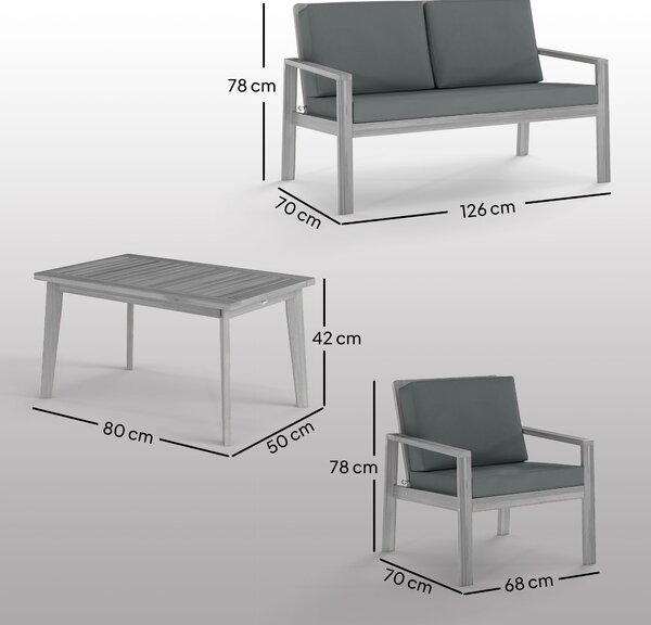 Outsunny 4-Piece Wooden Garden Furniture Set with Cushions - Light Grey