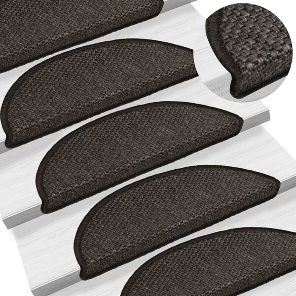 Self-adhesive Stair Mats Sisal-Look 15 pcs 56x20 cm Anthracite