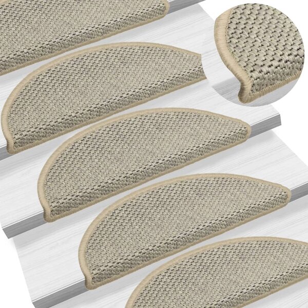 Stair Mats Self-adhesive Sisal-Look 15 pcs 56x17x3 cm Light Green