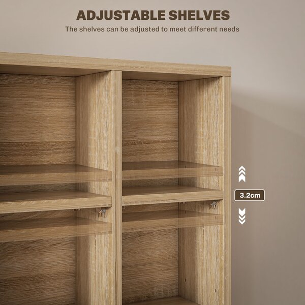 HOMCOM CD Storage Unit with Adjustable Shelves, 89 x 130.5 cm, Natural Wood Finish Aosom UK
