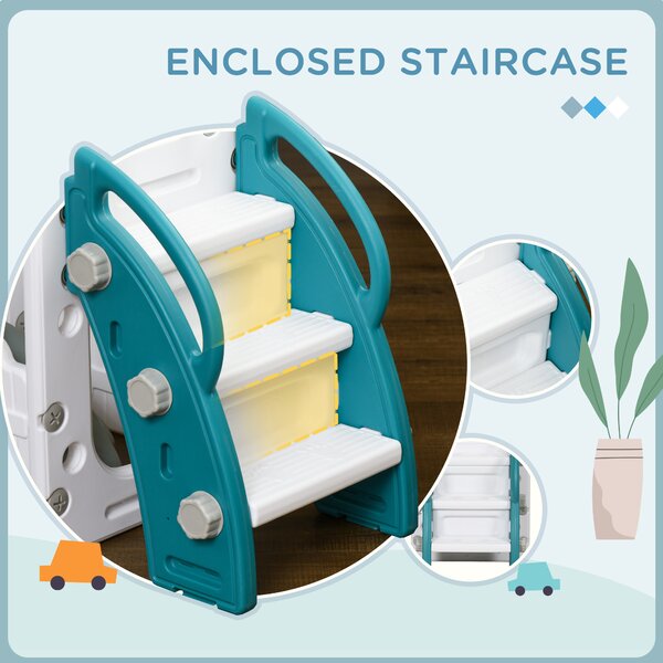 AIYAPLAY 7 in 1 Toddler Slide for 1-3 Years with Basketball Hoop, Aosom UK