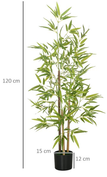HOMCOM Artificial Plant Bamboo Artificial Tree Height 120 cm with Pot for Home Indoor Decor