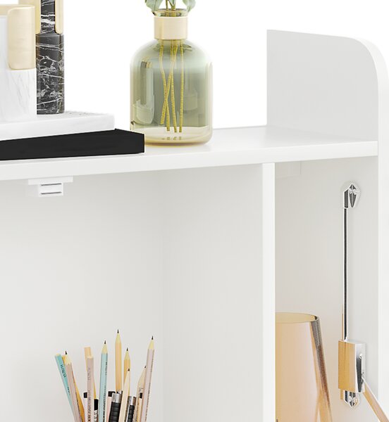 HOMCOM Wall Mounted Table, Drop Leaf Floating Laptop Desk with Space Saving Storage Compartments for Home, Office and Study, White Aosom UK