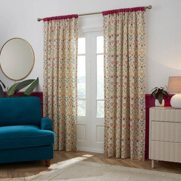 Fiorella Contrast Unlined Slot Top Curtains