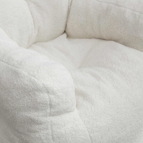 Soft Tufted Foam Kids Chair with Teddy Fabric, Bean Bag Chairs, Comfy Lazy Sofa for Living Room and Bedroom, 100x94x70 cm, White Teddy Aosom UK