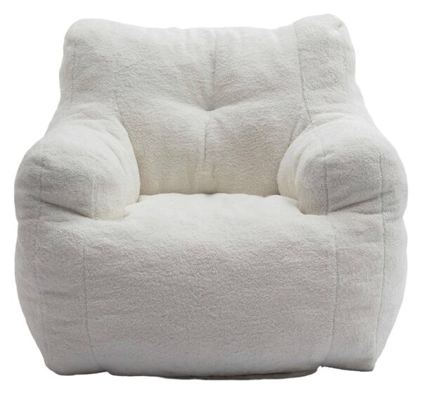 Soft Tufted Foam Kids Chair with Teddy Fabric, Bean Bag Chairs, Comfy Lazy Sofa for Living Room and Bedroom, 100x94x70 cm, White Teddy Aosom UK