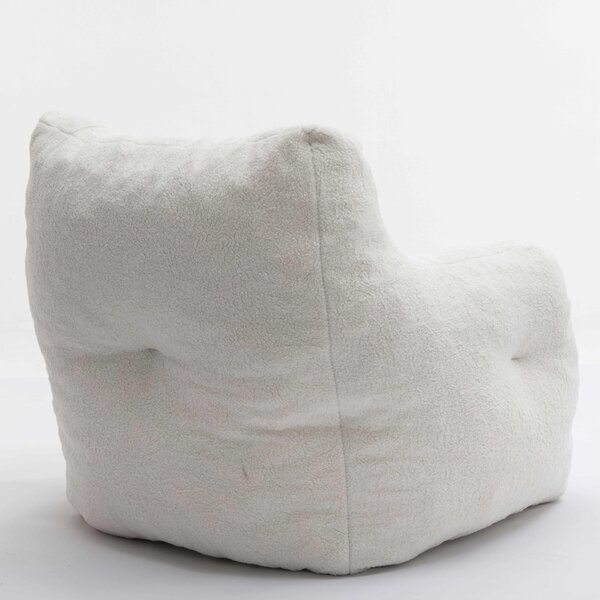 Soft Tufted Foam Kids Chair with Teddy Fabric, Bean Bag Chairs, Comfy Lazy Sofa for Living Room and Bedroom, 100x94x70 cm, White Teddy Aosom UK