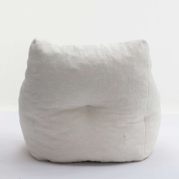Soft Tufted Foam Kids Chair with Teddy Fabric, Bean Bag Chairs, Comfy Lazy Sofa for Living Room and Bedroom, 100x94x70 cm, White Teddy Aosom UK