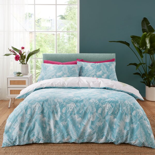 Catherine Lansfield Aruba Tropical Floral Green Duvet Cover and Pillowcase Set